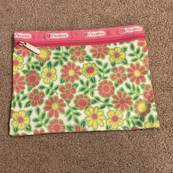 Lesportsac Handbags - LeSportsac Pink, Yellow & Green Floral Zip Pouch